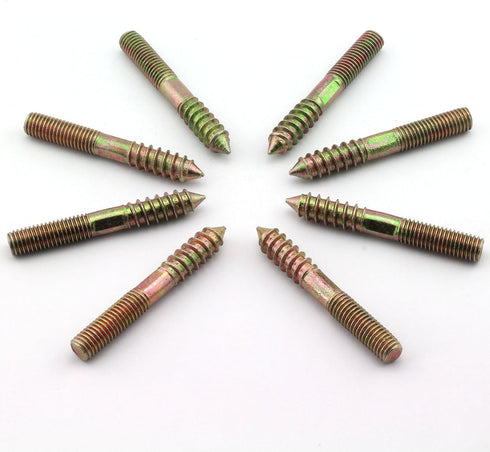 8 Pack M10 Hanger Bolts, Double Headed Self-Tapping Screws, 3 Inch Length for Furniture