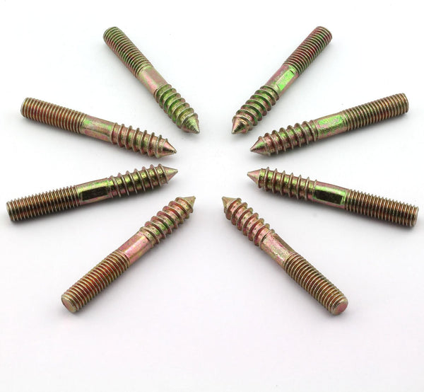 8 Pack M10 Hanger Bolts, Double Headed Self-Tapping Screws, 3 Inch Length for Furniture