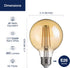 FLSNT G25 LED Edison Light Bulbs, 2200K Warm White, Dimmable, 40W Equivalent, 350LM, E26 Base, CRI80, Amber Glass, 4 Pack by FLSNT