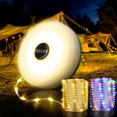 OGERY Camping String Lights, 4 in 1 Quick Storage 32.8FT Rechargeable Tent
