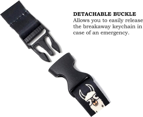 Vinylcation Hip Llama Lanyard Keychain and ID Holder - Durable Black Polyester Novelty Necklace (Llama)