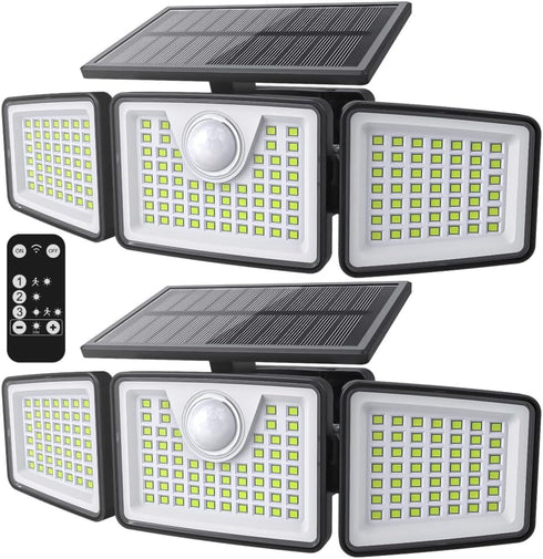 daphino 2500LM Solar Lights Outdoor with Motion Sensor,3 Head 270 Wide Angle
