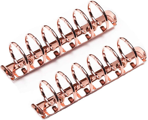 Moterm 2 Pieces A7 Size 6-Hole Ring Binder Mechanisms Replacement Kit, Rose Gold Color, 30mm