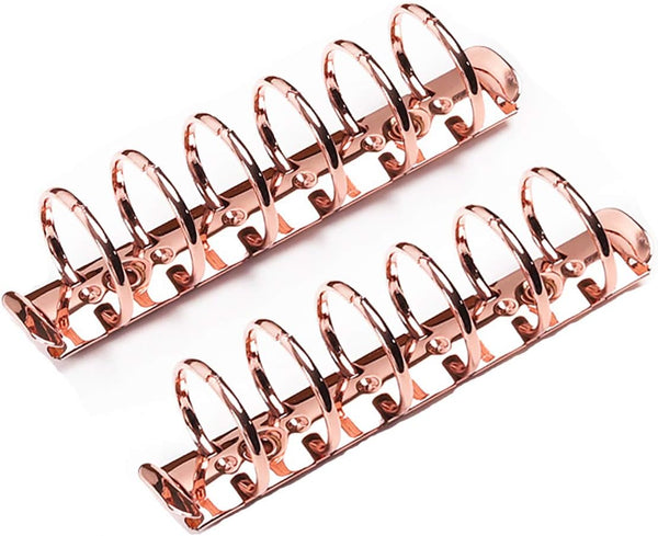 Moterm 2 Pieces A7 Size 6-Hole Ring Binder Mechanisms Replacement Kit, Rose Gold Color, 30mm