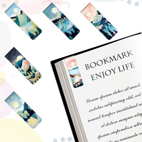 Magnetic Bookmarks for Book Lovers, 12 pcs Scenery Painting Page Clips, Book Markers for Readers and Writers