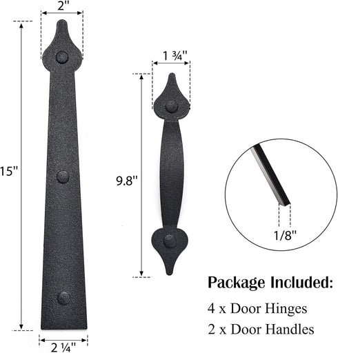 SANKINS Garage Door Magnetic Decorative Hardware, Faux Hinges Handle Kit for Curb Appeal, Black, Pack of 1