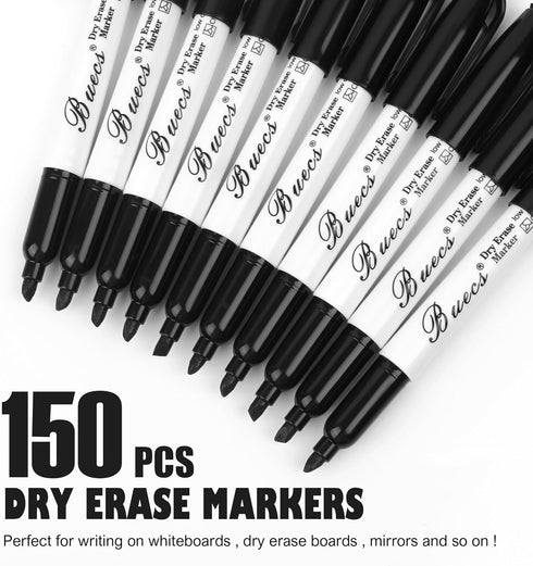 Black Low-Odor Dry Erase Markers, 150 Count, Chisel Tip for Whiteboards and Glass