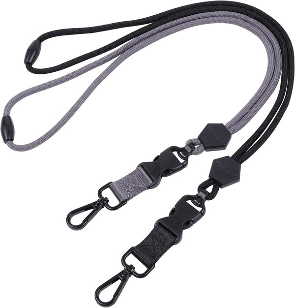 Wisdompro 2 Pack of 23 inch Durable Round Cord Heavy Duty Lanyard with Breakaway Buckle for ID Card and Keys