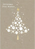 Tree-Free Greetings Holiday Greeting Cards, White Christmas Tree, Vintage Brown Recycled Paper, Boxed Note Card Set,