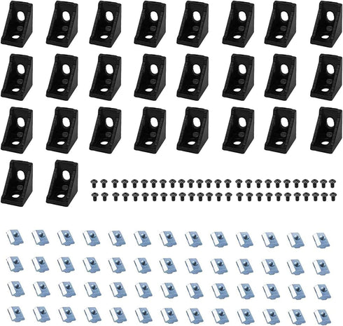 26pcs 2020 Corner Bracket Connector Aluminum Extrusion Hardware with T Nuts and Screws for 8020 Profile