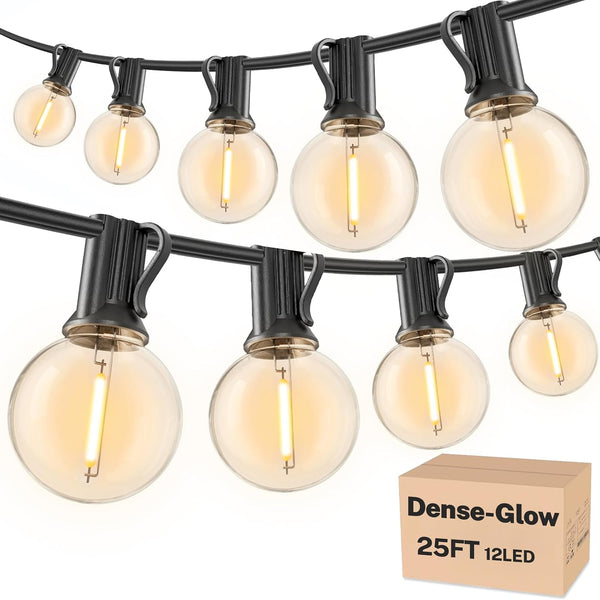 RTTY Outdoor String Lights 25 FT, Patio Light for outside with 13pcs