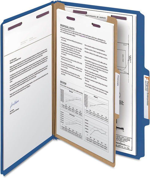 Smead Pressboard Classification File Folder, Dark Blue, Legal Size, 1 Divider, 2" Expansion, 10 per Box (18732)