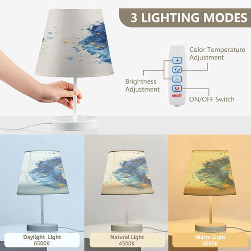 3 Bedside Lamp Galaxy Zodiac Tie Dye Table Lamp for Bedroom Desk Lamp with USB Port LED Nightstand Color Temperatures