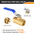 1-Pack 1/2 Inch FIP Threaded Ball Valve, Brass Full Port Shut-off Valve, 600 WOG, Blue