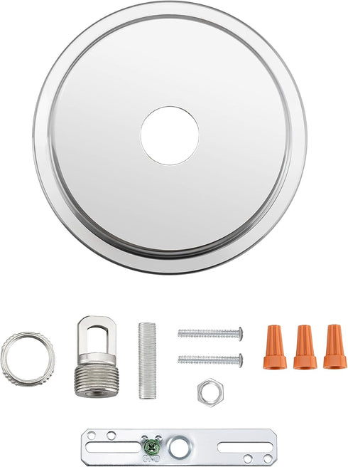 Aspen Creative 21507-31, 5-1/8" 1" Transitional Chandelier & Light Fixture Canopy Kit w/Collar Loop, Chrome, Diameter