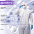 60 Pack 5, AMZ Medical Supply Disposable Coveralls with Hood & Boots, GSM White Work Coveralls, Medium, of Zipper