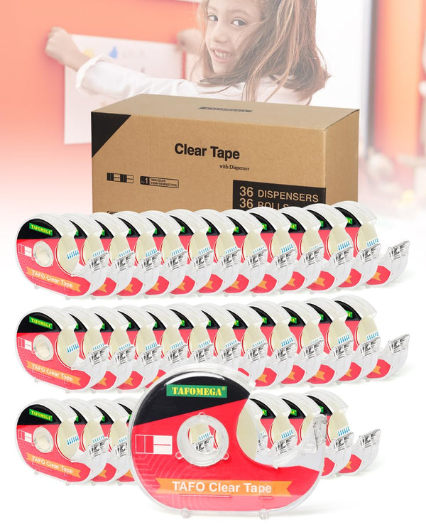 Clear Tape for Wrapping and Repairing with Dispenser, 0.7 X 1000 Inch, 36 Pack