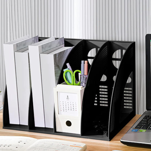 SAYEEC File Holder Storage Folder, 4 Compartment Standing Desktop Organizer for Office School Supplies