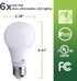 Bioluz LED Light Bulbs 40 Watt, 4000K Cool White, 6 Watts = 40W Non-Dimmable A19, 6 Pack