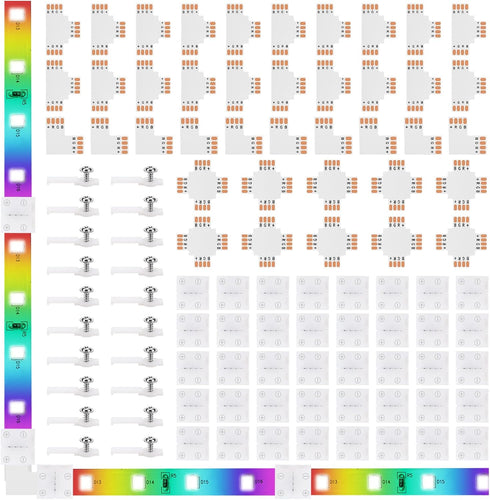 4-Pin 10mm RGB LED Light Strip Connectors, 100 Pieces Solderless Adapter Terminal for SMD 5050 RGB Strips