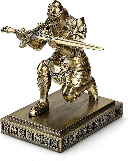 King's Guard Knight Pen Holder, Desk Organizer with Resin Pencil Holder and Metal Sword Letter Opener Gift for Home and