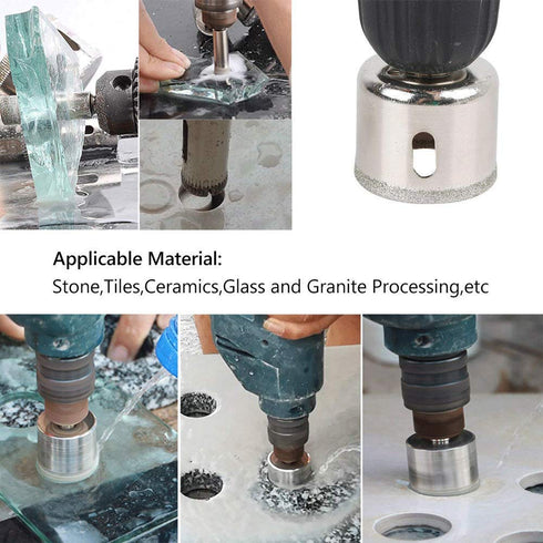 15PCS Diamond Drill Bit Set, 3 Otters Hole Saw for Glass, Marble, Granite Stone