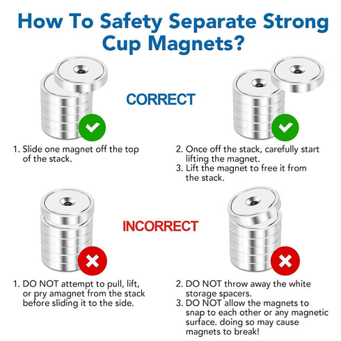 LOVIMAG 20lbs Rare Earth Magnets, 60Pcs Neodymium Cup Magnets, Waterproof Pot Magnet for Science, Craft, Office