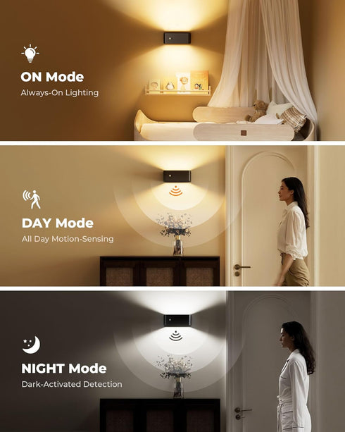 Set 8000mAh Closet Motion Sensor Wall Sconce Indoor with Remote Control Wall Light LED Wall Sconces of Two Rechargeable