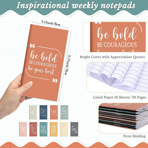 Spakon 60 Pcs Inspirational Employee Appreciation Gift, Weekly Planner Notepad Bulk, Motivational Ballpoint Pen for