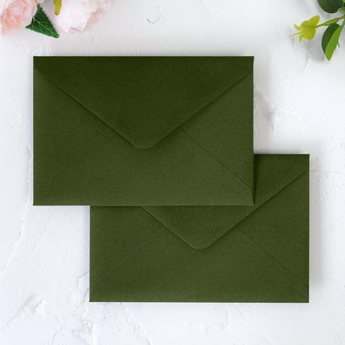 PONATIA 50 Pack A4 Olive Green Envelopes, 4 1/4 x 6 1/8, Perfect for Gift Cards & Wedding Details