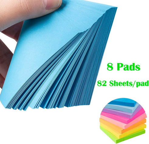 Sticky Notes 3x3 Inches - Bright Colors Self-Stick Pads, Easy to Stick for Home, Office, Notebook, 82 Sheets/Pad