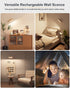 Bedroom,Dimmable DetarZinLED Wall Lights Battery Operated Wooden,Magnetic Wall Sconces Rechargeable,Adhesive Wall