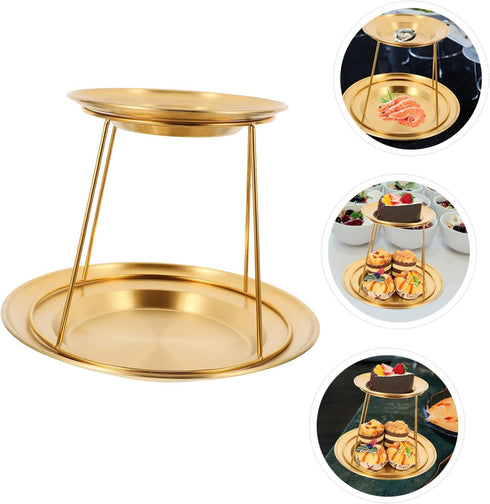 HEALLILY Stainless Steel Seafood Display Tray for Buffet Sashimi Oysters Gold Platter Deep Plates Elegant Food Serving