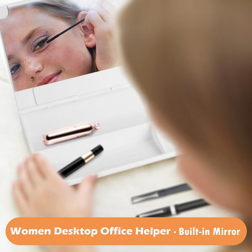 SELEAD Desktop Glass Whiteboard with Wireless Charger Station & Built-in Mirror, Dry Erase Board, White