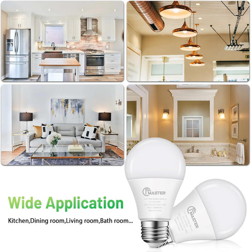 4 Pack A19 LED Light Bulbs, 100W Equivalent, 1500 Lumens, Daylight White 5000K, E26 Standard Base, Non-Dimmable