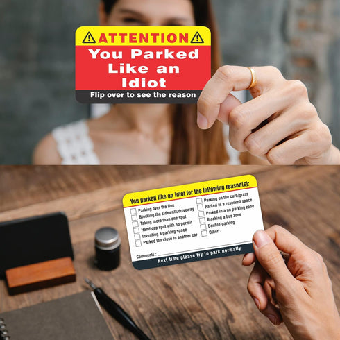 PARTH iMPEX You Parked Like an Idiot Business Cards - Pack of 100 Bad Parking Cards, 3.5"x2"