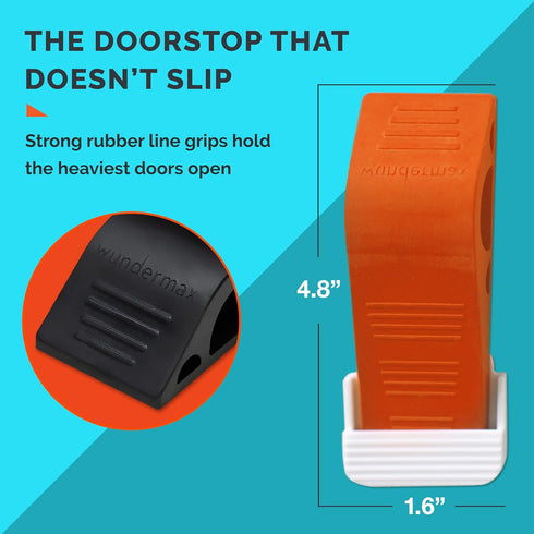 Wundermax Door Stoppers, Pack of 3 Rubber Wedge for Carpet, Hardwood, Concrete, Tile - Black