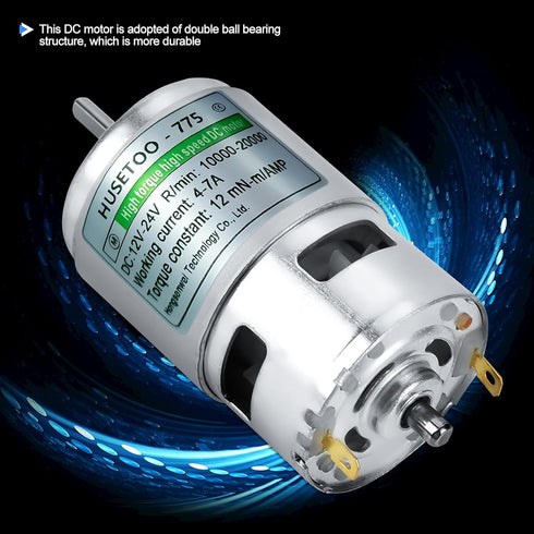 775 DC Motor, 12V High Torque DC Motor Max 20000 RPM with Dual Ball Bearings, Quiet Power Wheels Motor