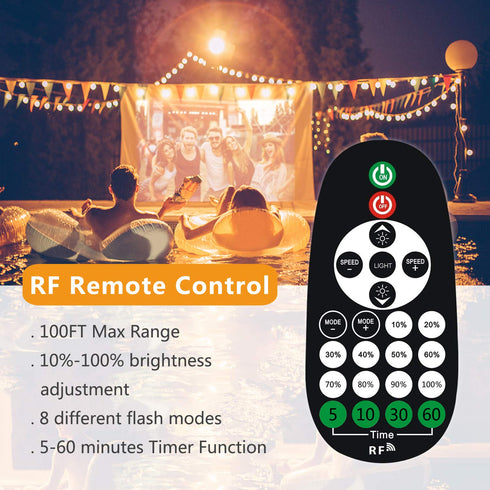 Dimmer 1000W IP68 3 Dimmer Dimmable Outdoor Switch for String Lights, Max Power Waterproof Wireless RF Remote Control