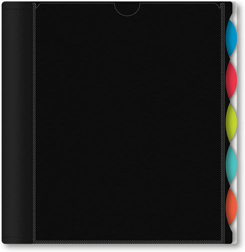 IQ+ iScholar 5-Subject Poly Cover Wirebound Notebook, College Ruled, 11 x 8.5 Inch Sheet Size, 200 Sheets, Black