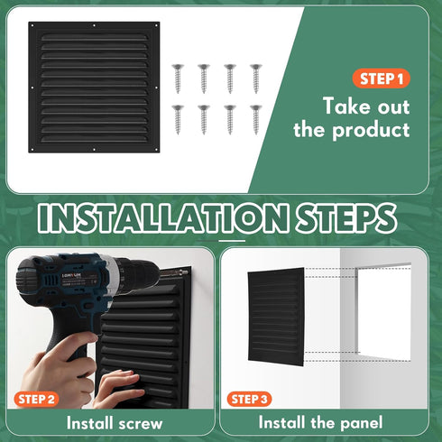 2pcs Attic Vents, Gable Vents Aluminum Wall Vent with Screen Mesh, Square Vent Louver for Exterior Door House Attic