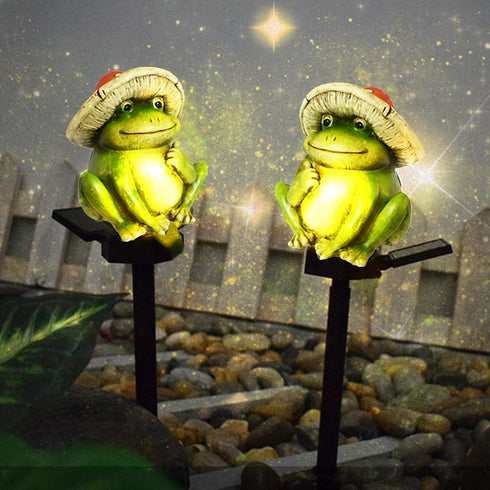Solar Outdoor Lights Mushroom Frog Garden Lights Funny Decorative Lights for Yard, Pathways, Landscape Lighting Solar