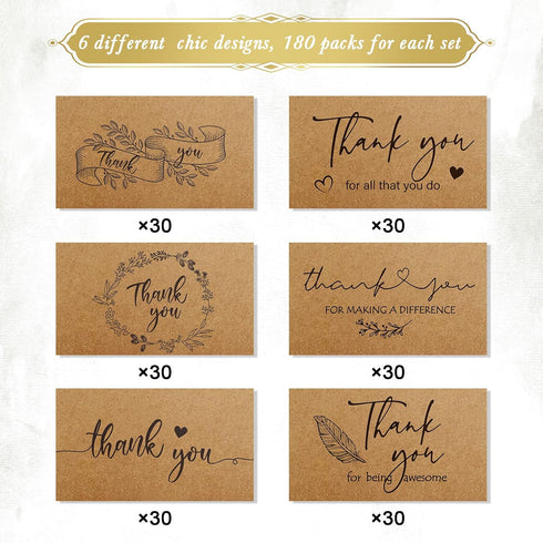 Outus 180 2 3.5 Inches Packaging Pcs Mini Thank You Cards Small Business Cards x Thank You for Your Order