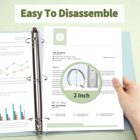 SUNEE 3 Ring Binder 2 Inch 4 Pack, Clear View PVC-Free Binder for School or Office Supplies