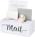 Desk Mail Organizer, Wood Countertop Storage Box with 3 Slots, Envelop Holder for Home Office (White-3 Slot)