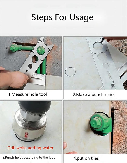 Ceramic Tile Hole Locator, Stainless Steel Universal Punching Tool for Wall Receptacle Outlet, Measuring Range