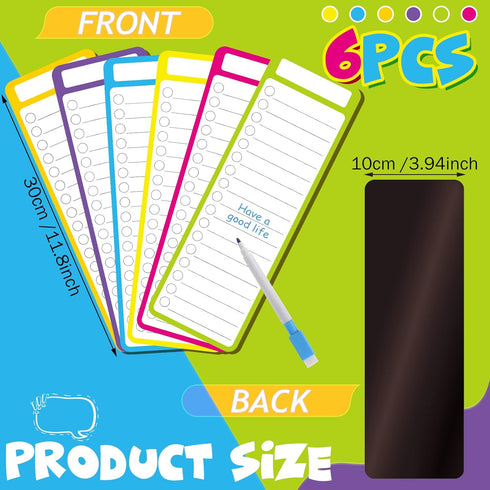 Set of 20 Magnetic Dry Erase Board Notepads for Fridge 11.8 x 3.94'' with Erasable Pen and Board Eraser