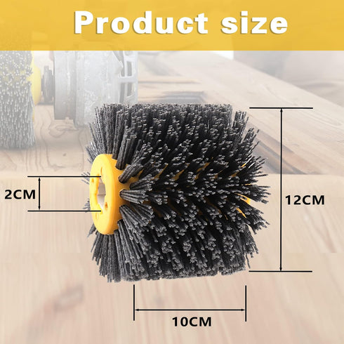 Abrasive Nylon Wire Drawing Wheel Drum Brushes, 180 Grit 120x100mm Wheel Drum Burnishing Tool for Wood Furniture