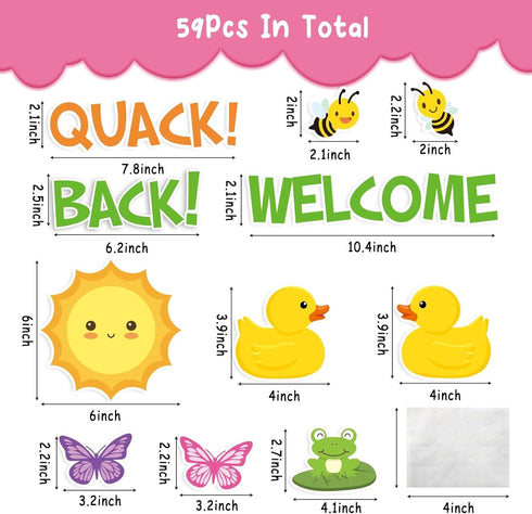 Back to School 59Pcs Duck Bulletin Board Cutouts, Classroom Decorations for First Day of School Duck Themed Party