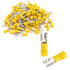 Baomain 1/4" Female Quick Disconnect Spade Terminals - Insulated Crimp Connectors 12-10 AWG 6.3mm (Yellow, 100-Pack)